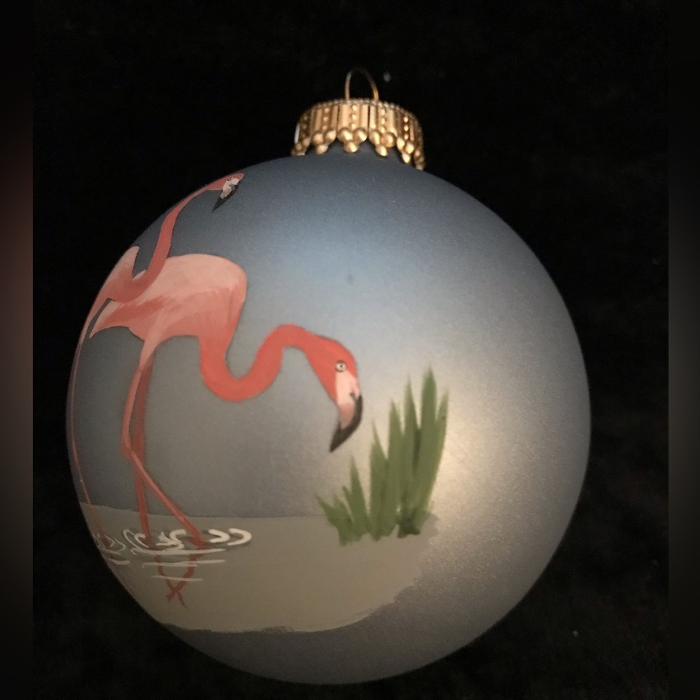 Marcia Poling hand painted flamingo ornament - Picture 3 of 4
